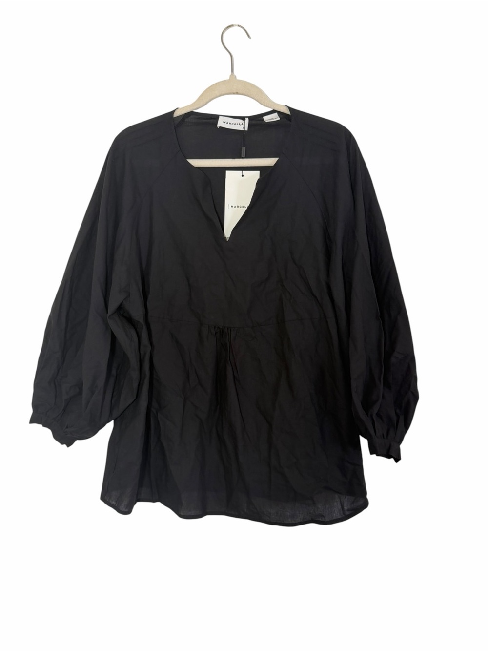 Marcella NYC Kissena Top Black Cotton Voile Babydoll Blouse XS NWT Transitional - Picture 5 of 12